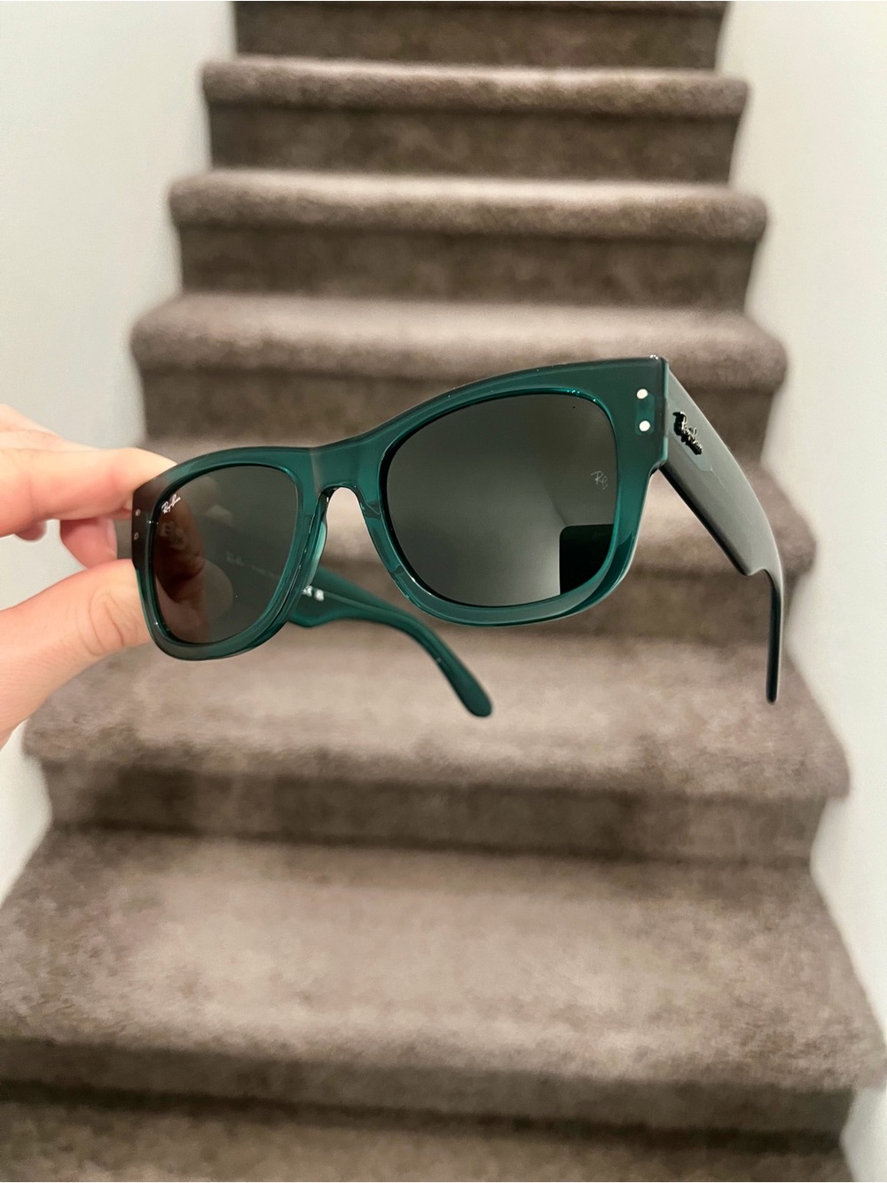 NEW RB0840S Ray-Ban Mega Wayfarer Transparent Green Frame Gray lens 51mm